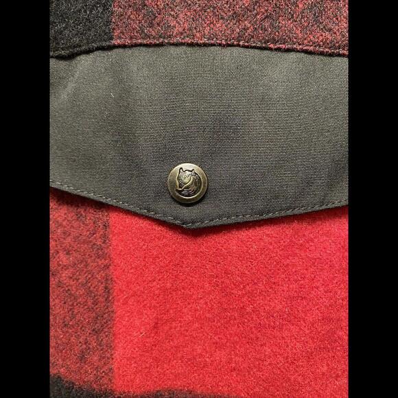 Fallj Raven Womens Red-Black Button-Up Flannel Coat Swedish Wool Cozy Sz L NWT - Picture 5 of 15